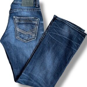 BKE Jeans Carter Men’s Bootleg 27s Blue Stretch Med Wash Denim Cowboy (27”x29”)